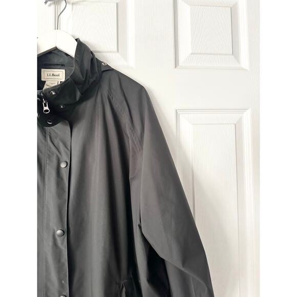 L.L Bean Black Women Plus Snap Button Raincoat Boxy Overcoat Missing Hood 3X - Picture 5 of 10